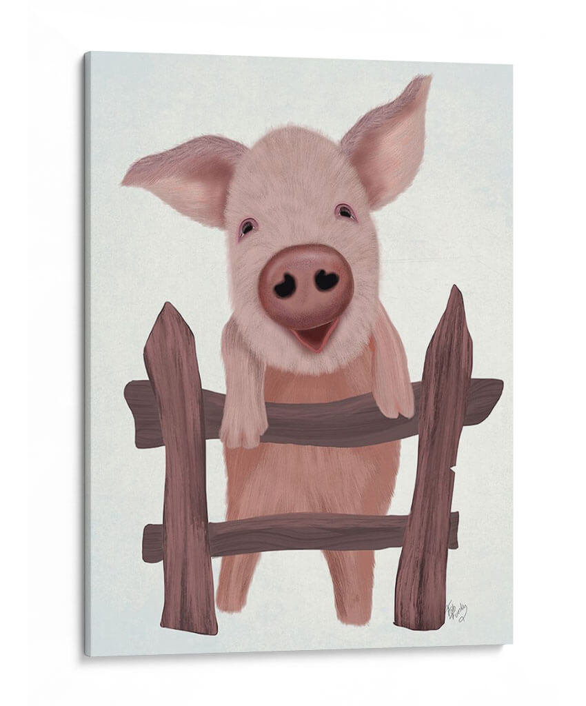 Cerdo En La Cerca - Fab Funky | Cuadro decorativo de Canvas Lab