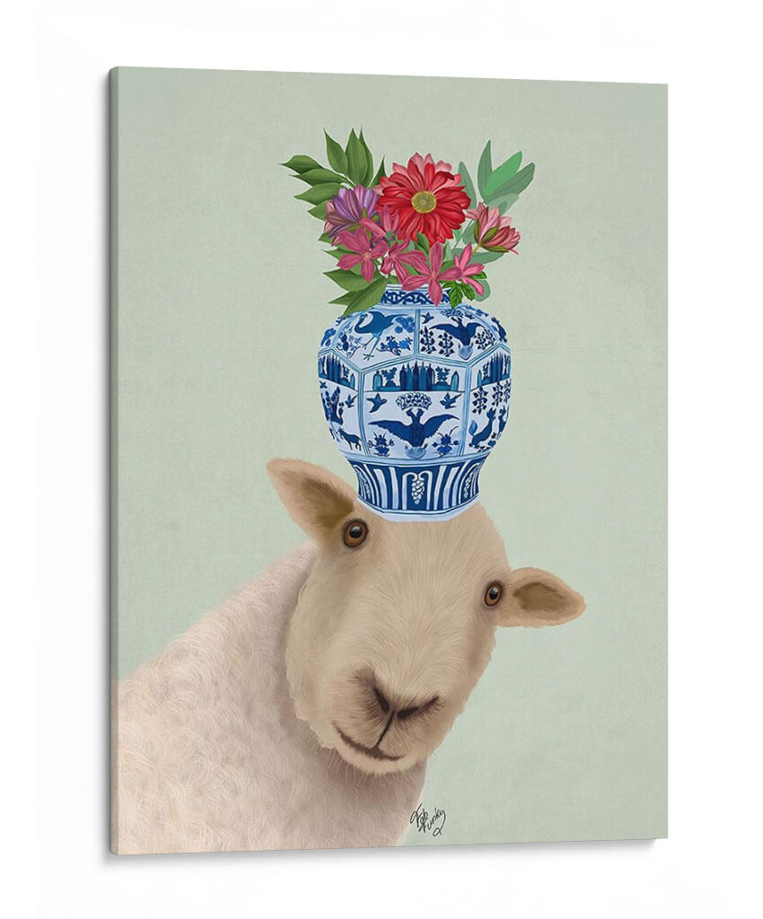 Ovejas Con Jarrón De Flores. - Fab Funky | Cuadro decorativo de Canvas Lab