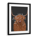 Vaca Highland 1, Flores Blancas - Fab Funky | Cuadro decorativo de Canvas Lab