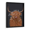 Vaca Highland 1, Flores Blancas - Fab Funky | Cuadro decorativo de Canvas Lab