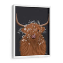 Vaca Highland 1, Flores Blancas - Fab Funky | Cuadro decorativo de Canvas Lab