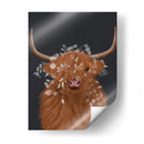 Vaca Highland 1, Flores Blancas - Fab Funky | Cuadro decorativo de Canvas Lab