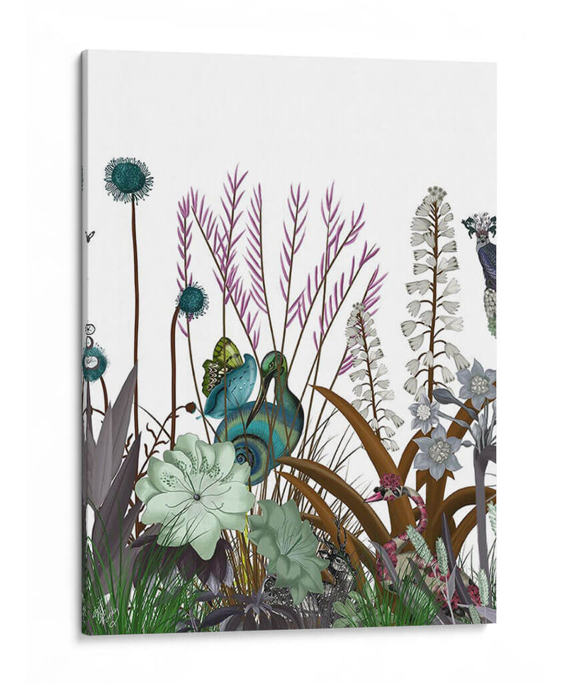 Flor De Flores Silvestres, Pájaro Caracol - Fab Funky | Cuadro decorativo de Canvas Lab