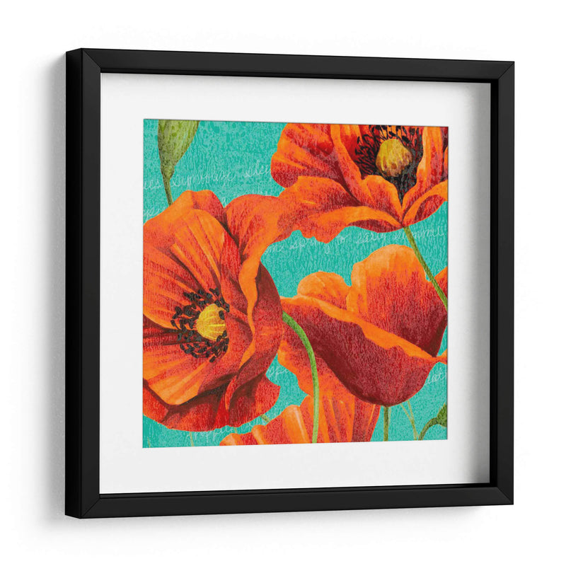 Amapolas Rojas En Teal I - Studio W | Cuadro decorativo de Canvas Lab