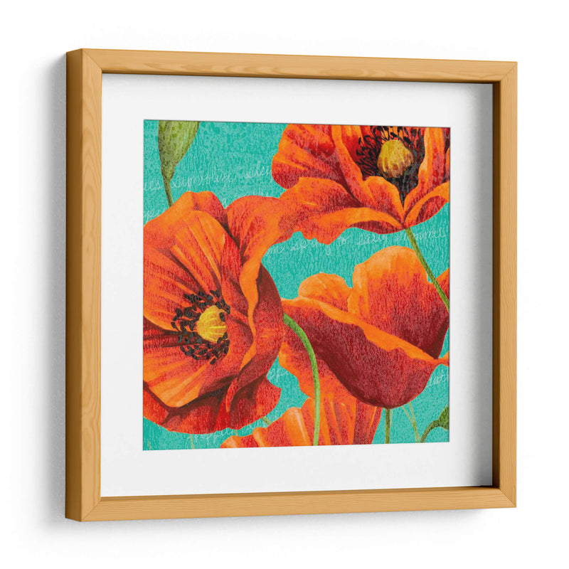 Amapolas Rojas En Teal I - Studio W | Cuadro decorativo de Canvas Lab