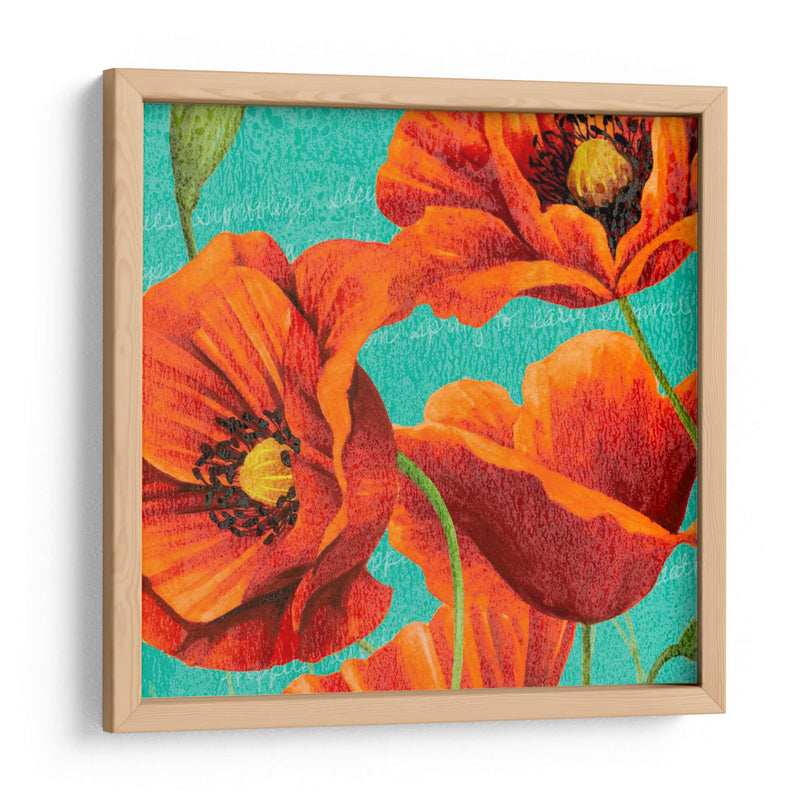 Amapolas Rojas En Teal I - Studio W | Cuadro decorativo de Canvas Lab