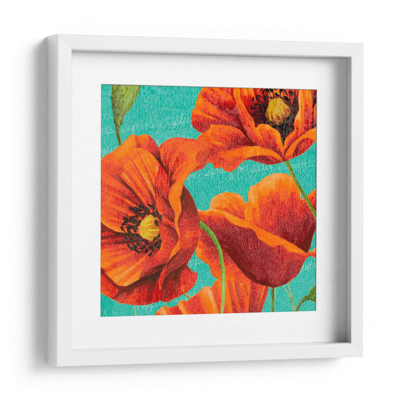 Amapolas Rojas En Teal I - Studio W | Cuadro decorativo de Canvas Lab