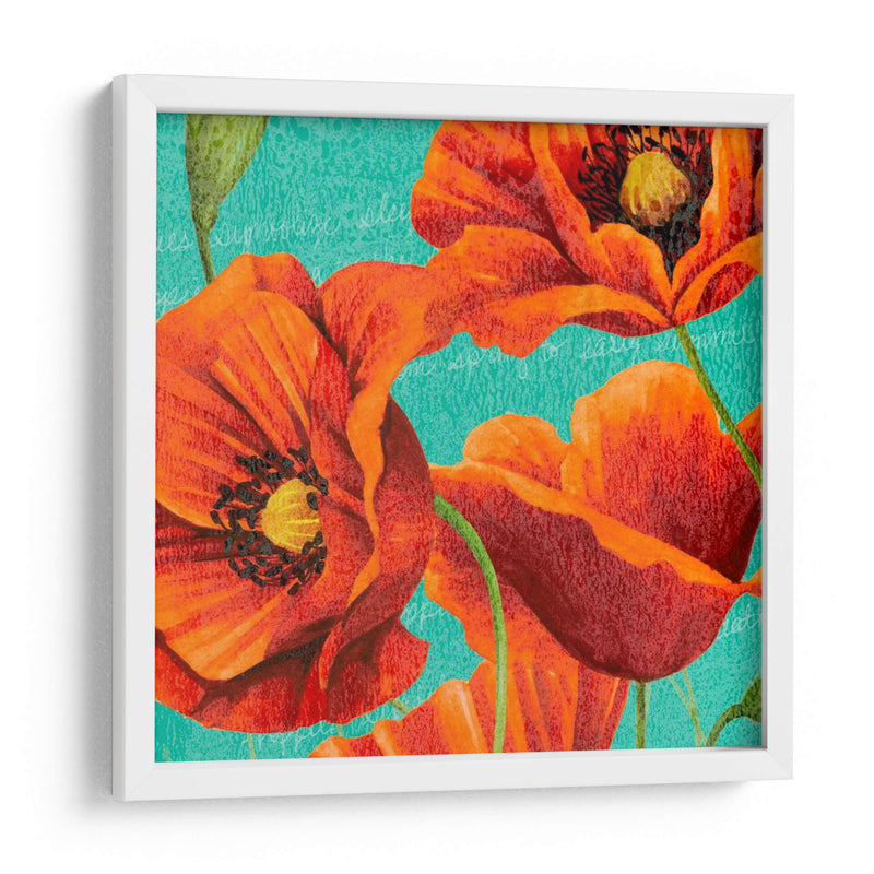 Amapolas Rojas En Teal I - Studio W | Cuadro decorativo de Canvas Lab