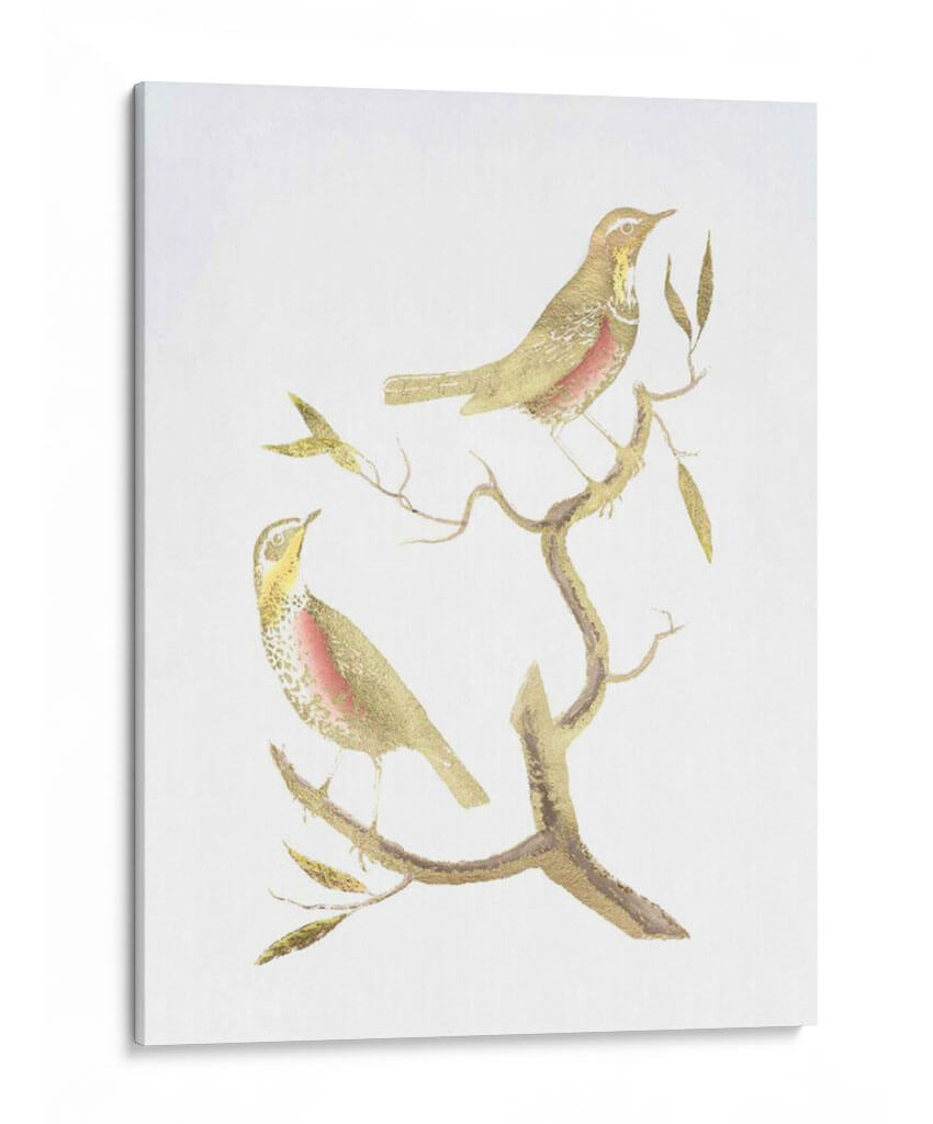 Pájaros De Lámina De Oro I Con Color De Mano - Nozeman | Cuadro decorativo de Canvas Lab