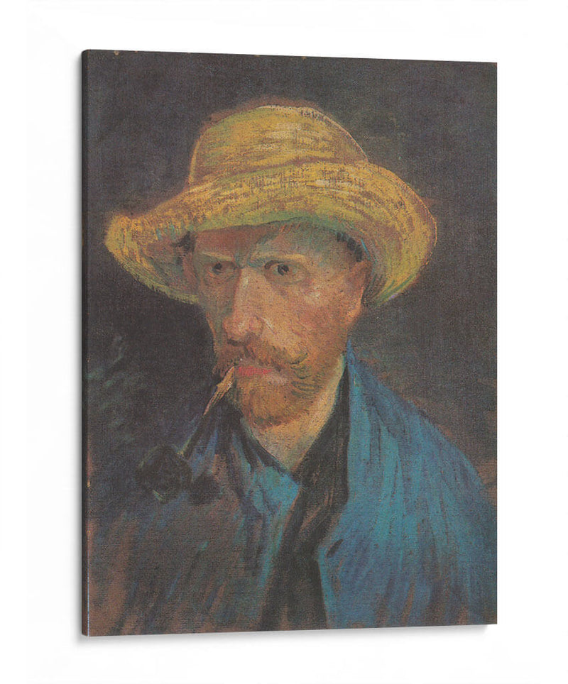 Autorretrato con sombrero de paja y pipa - Vincent Van Gogh | Cuadro decorativo de Canvas Lab