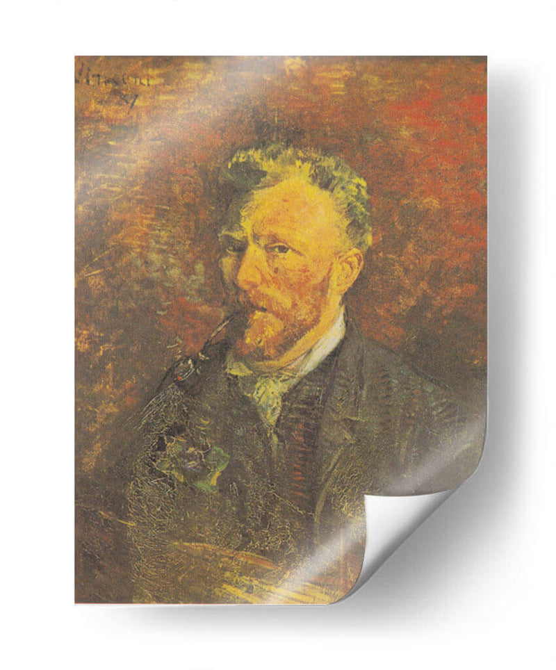 Autorretrato con pipa y vaso - Vincent Van Gogh | Cuadro decorativo de Canvas Lab