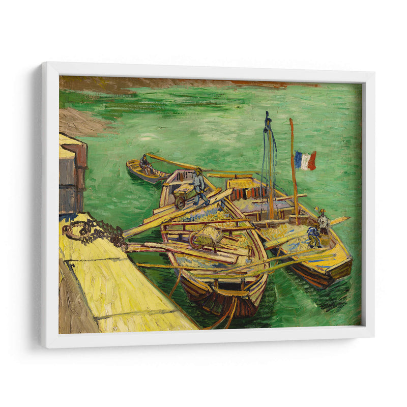 Muelle con hombres descargando barcazas de arena - Vincent Van Gogh | Cuadro decorativo de Canvas Lab