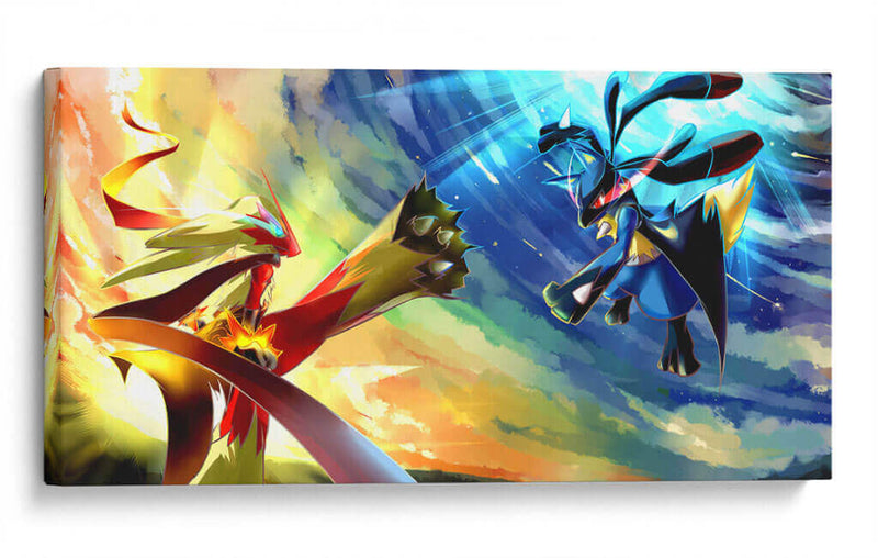 Blaziken vs. Lucario | Cuadro decorativo de Canvas Lab