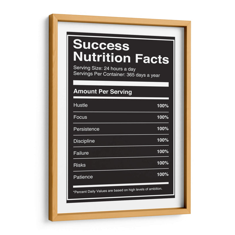 Success Nutrition Facts | Cuadro decorativo de Canvas Lab