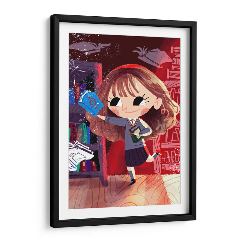 Ilustración de Hermione con libros | Cuadro decorativo de Canvas Lab