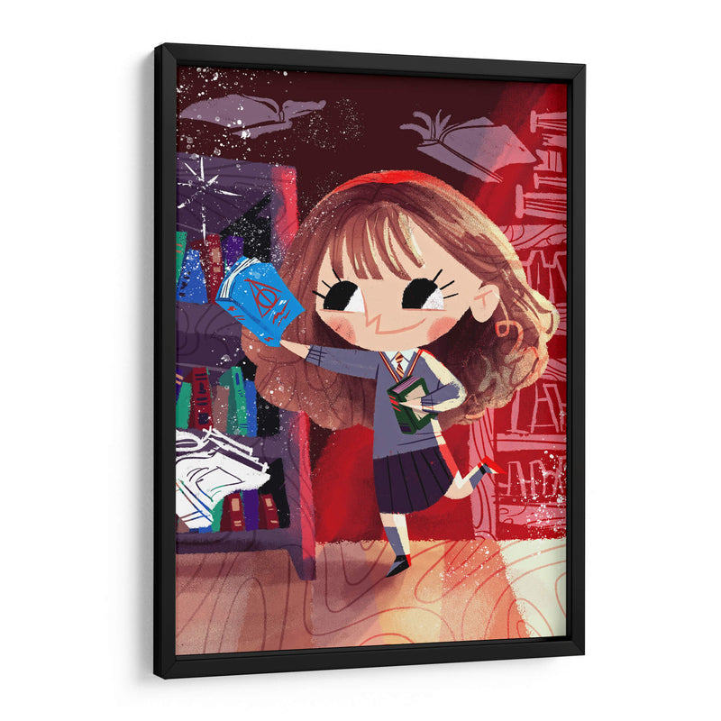 Ilustración de Hermione con libros | Cuadro decorativo de Canvas Lab