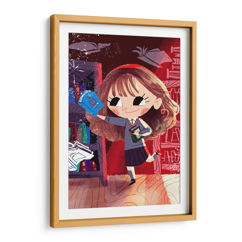Ilustración de Hermione con libros | Cuadro decorativo de Canvas Lab