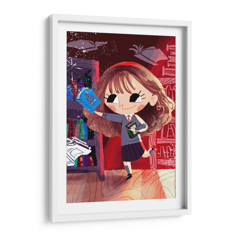 Ilustración de Hermione con libros | Cuadro decorativo de Canvas Lab