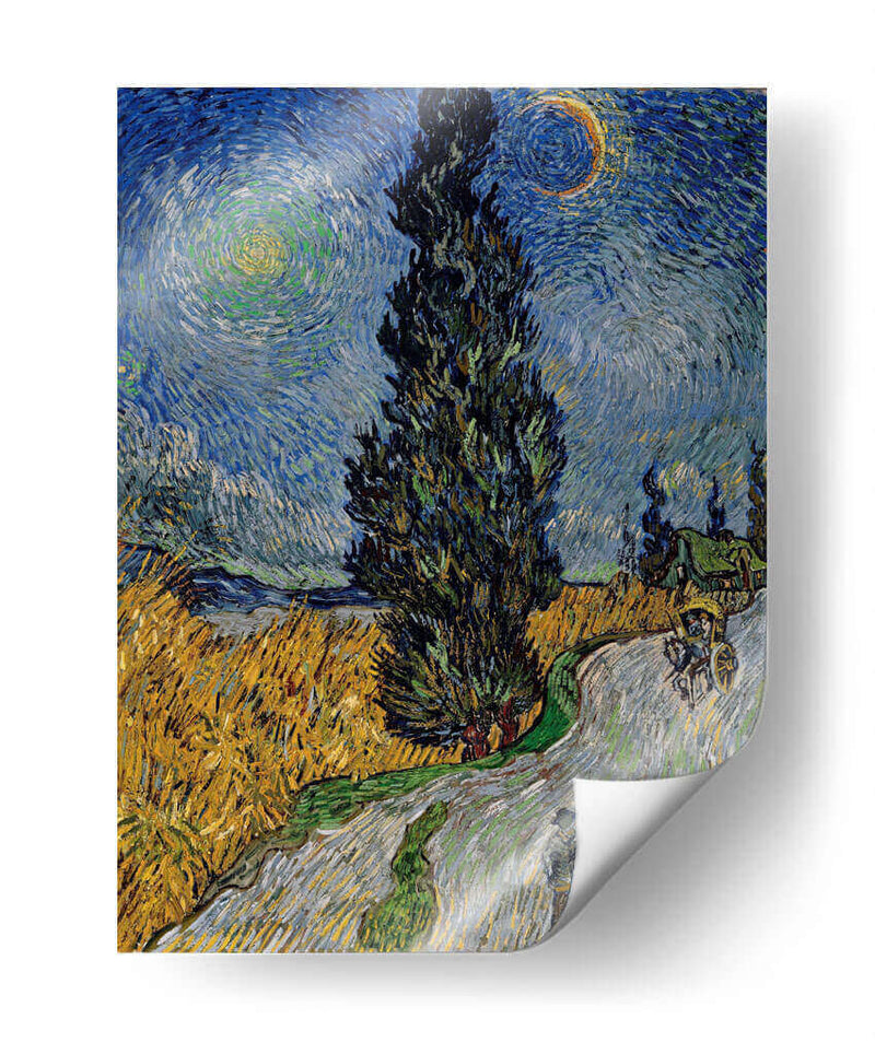 Camino con ciprés bajo el cielo estrellado - Vincent Van Gogh | Cuadro decorativo de Canvas Lab