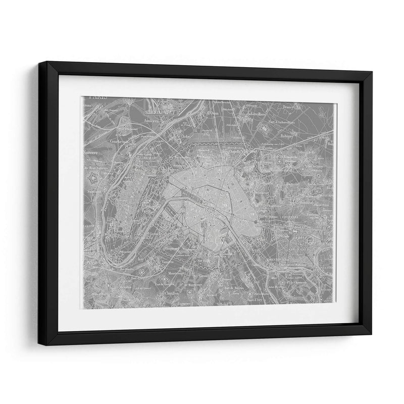 Mapa Gris Personalizado De París - Vision Studio | Cuadro decorativo de Canvas Lab