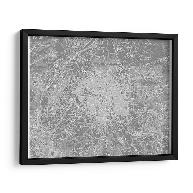 Mapa Gris Personalizado De París - Vision Studio | Cuadro decorativo de Canvas Lab