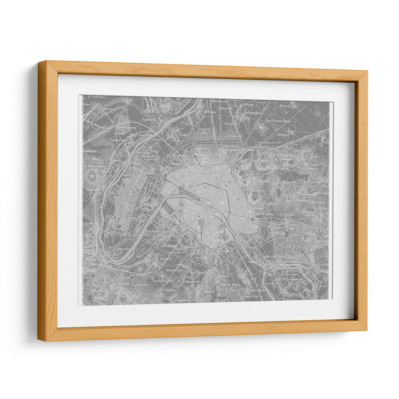 Mapa Gris Personalizado De París - Vision Studio | Cuadro decorativo de Canvas Lab