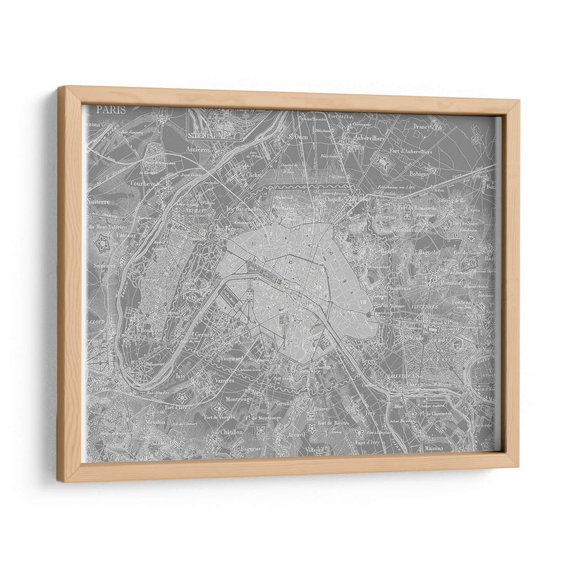 Mapa Gris Personalizado De París - Vision Studio | Cuadro decorativo de Canvas Lab