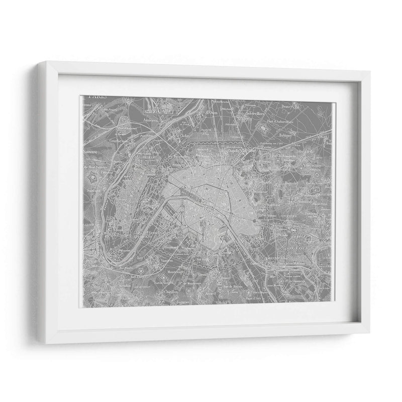 Mapa Gris Personalizado De París - Vision Studio | Cuadro decorativo de Canvas Lab