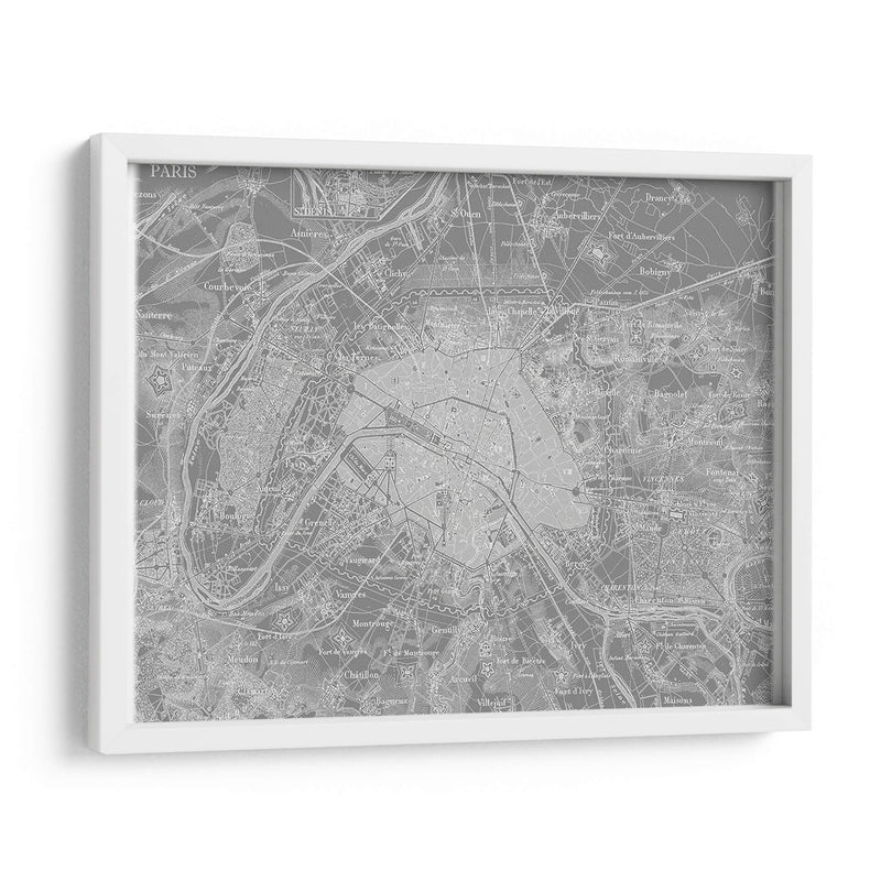 Mapa Gris Personalizado De París - Vision Studio | Cuadro decorativo de Canvas Lab