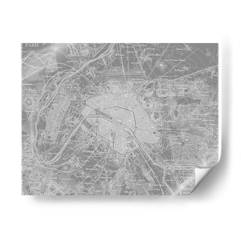 Mapa Gris Personalizado De París - Vision Studio | Cuadro decorativo de Canvas Lab