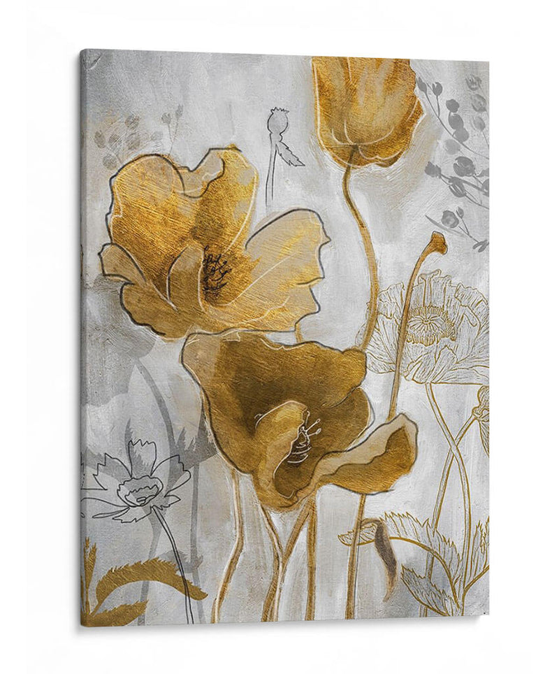 Flowerfield De Oro Y Plata I - Studio W | Cuadro decorativo de Canvas Lab