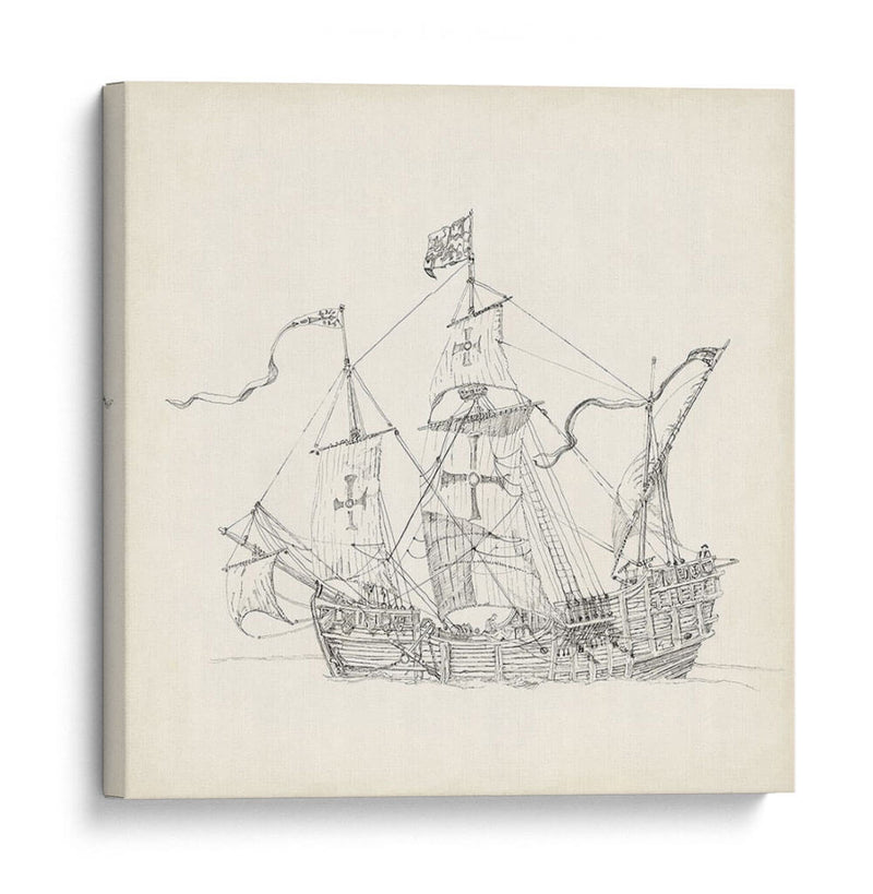 Boceto De Barco Antiguo Vi - Kathryn Phillips | Cuadro decorativo de Canvas Lab