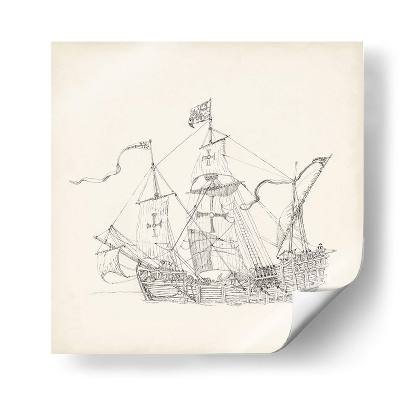 Boceto De Barco Antiguo Vi - Kathryn Phillips | Cuadro decorativo de Canvas Lab