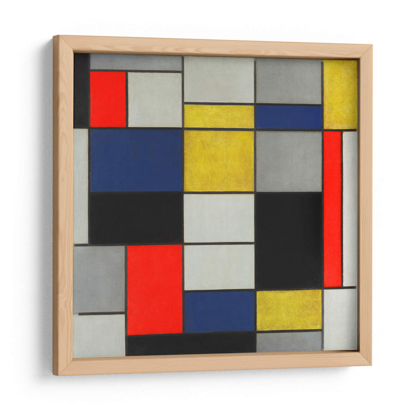 Composición grande A con negro, rojo, gris, amarillo y azul - Piet Mondrian | Cuadro decorativo de Canvas Lab