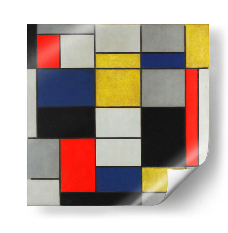 Composición grande A con negro, rojo, gris, amarillo y azul - Piet Mondrian | Cuadro decorativo de Canvas Lab