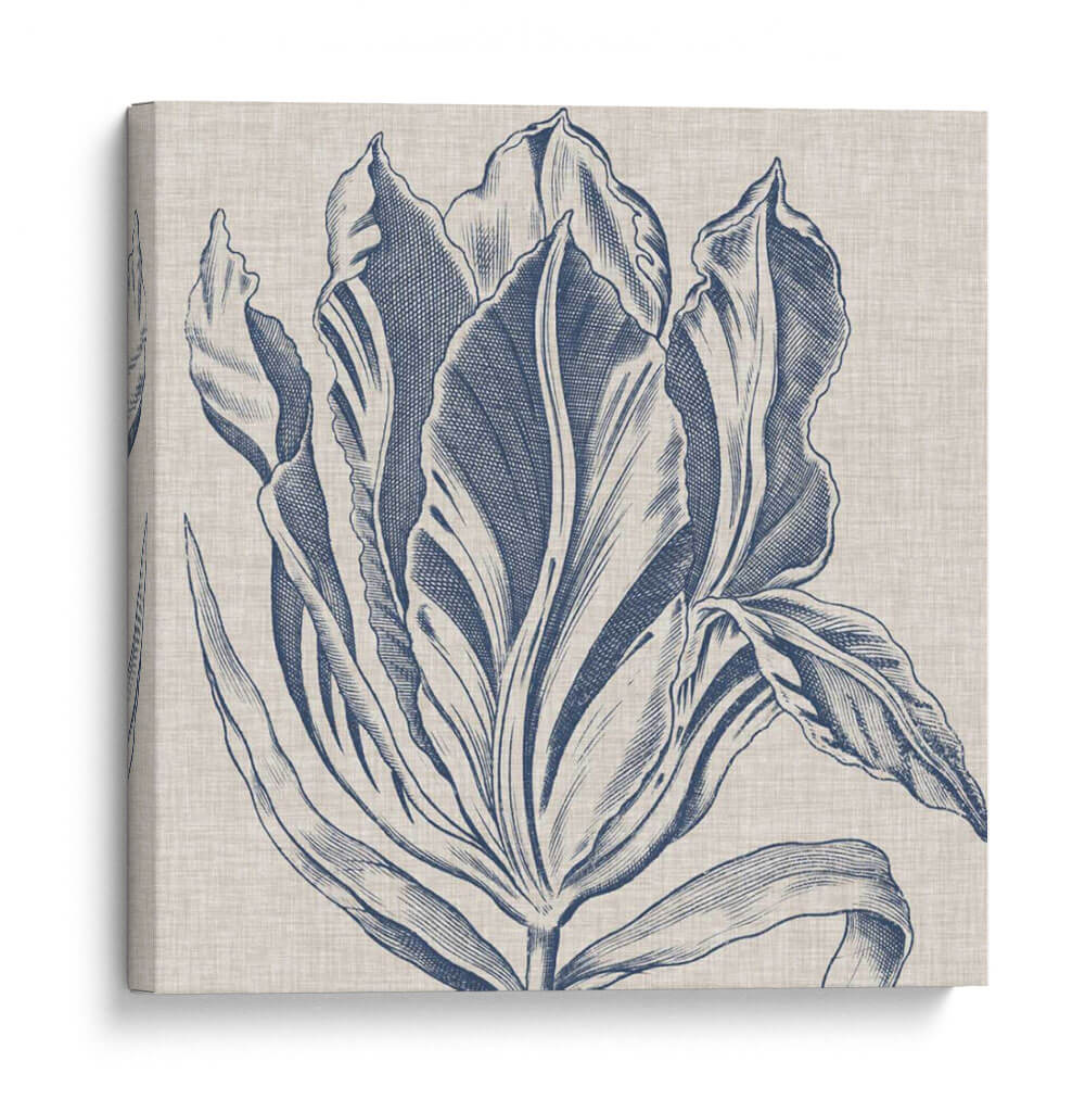 Indigo Floral En Lino I - Vision Studio | Cuadro decorativo de Canvas Lab