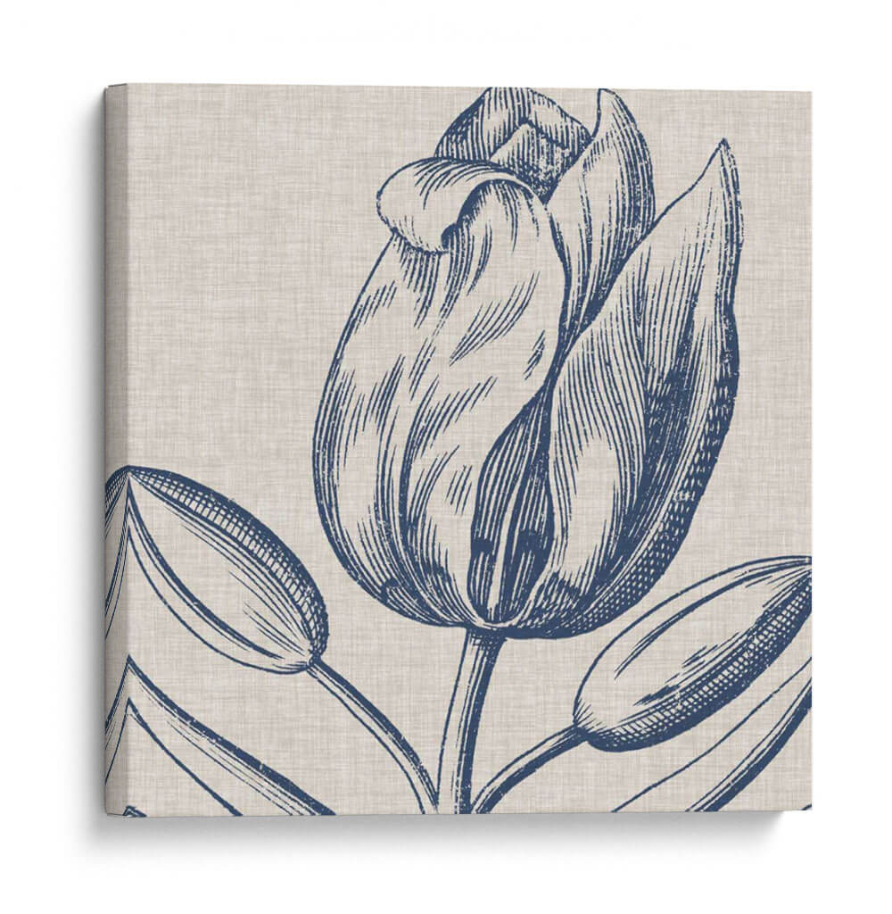 Indigo Floral En Lino Iv - Vision Studio | Cuadro decorativo de Canvas Lab