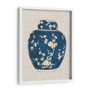 Tarro De Jengibre Azul Y Blanco En Lino I - Vision Studio | Cuadro decorativo de Canvas Lab