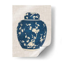 Tarro De Jengibre Azul Y Blanco En Lino I - Vision Studio | Cuadro decorativo de Canvas Lab