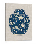 Tarro De Jengibre Azul Y Blanco En Lino Ii - Vision Studio | Cuadro decorativo de Canvas Lab