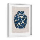 Tarro De Jengibre Azul Y Blanco En Lino Ii - Vision Studio | Cuadro decorativo de Canvas Lab