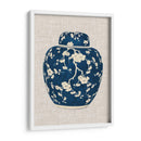 Tarro De Jengibre Azul Y Blanco En Lino Ii - Vision Studio | Cuadro decorativo de Canvas Lab