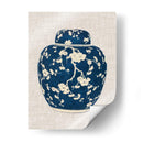 Tarro De Jengibre Azul Y Blanco En Lino Ii - Vision Studio | Cuadro decorativo de Canvas Lab