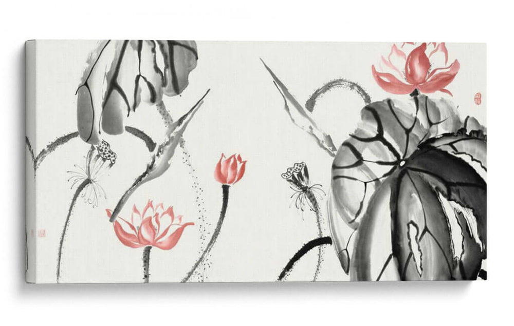 Estudio De Loto Con Coral Ii - Nan Rae | Cuadro decorativo de Canvas Lab