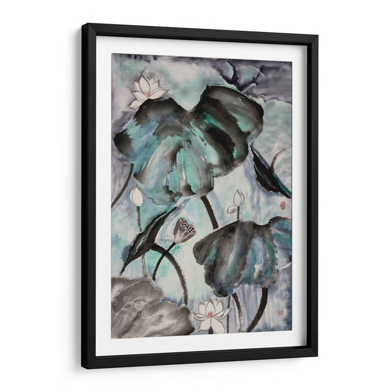 Estudio De Loto Con Azul Verde Ii. - Nan Rae | Cuadro decorativo de Canvas Lab