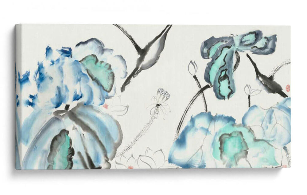 Estudio De Loto Con Azul Verde Iii. - Nan Rae | Cuadro decorativo de Canvas Lab