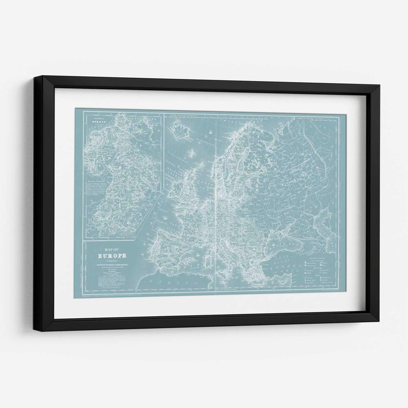 Mapa De Europa En Aqua - Mitchell | Cuadro decorativo de Canvas Lab