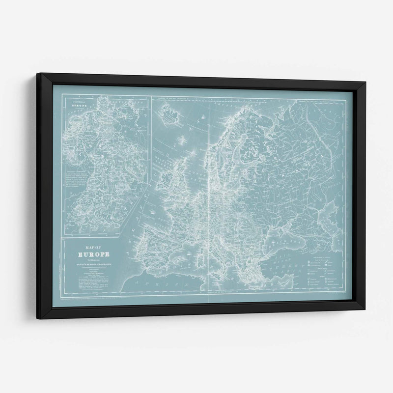 Mapa De Europa En Aqua - Mitchell | Cuadro decorativo de Canvas Lab