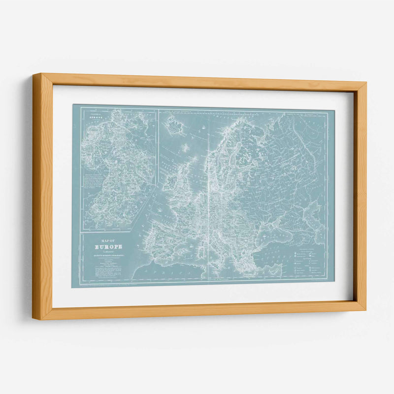 Mapa De Europa En Aqua - Mitchell | Cuadro decorativo de Canvas Lab