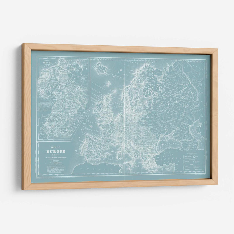 Mapa De Europa En Aqua - Mitchell | Cuadro decorativo de Canvas Lab